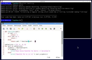 Abbildung 4: Auf Anhieb bewertet Pylint den Originalcode mit 6.67&nbsp;Punkten.