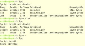 Abbildung 5: Mit Lprm l&ouml;schen Sie Druckauftr&auml;ge aus der Warteschlange, &hellip;