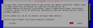Abbildung 7: Nur im Expertenmodus gestattet es der Debian-Installer, unfreie Firmware von der Installation auszuschließen.