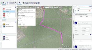 Abbildung 9: Dank markiertem Auto-Routing (rot hervorgehoben) reichen zum Zeichnen des dem Wegverlauf folgenden Track-Segments auch in QMapShack zwei Mausklicks.