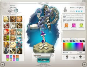Abbildung 1: Einen passenden Charakter (hier ein Zeitmagier der Klasse <span class="ui-element">Xelor</span>) zu erstellen, enthält zwar viel Kosmetik, aber die Wahl der Klasse beeinflusst ebenso den Spielverlauf.