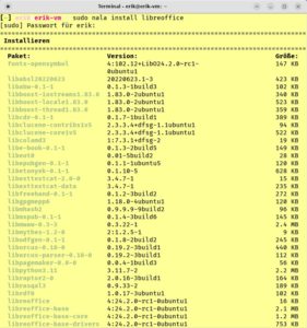 Abbildung 4: Mithilfe des CLI-Frontends Nala lassen sich bequem Anwendungen im Terminal installieren.