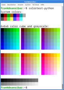 Abbildung 5: Colortest-python liefert wie Colortest ein handliches Farbspektrum.