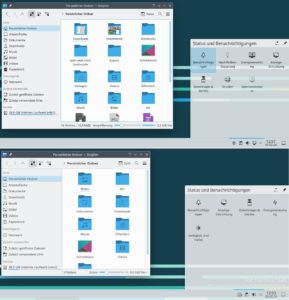 Abbildung 1: Plasma&nbsp;5 (oben) und&nbsp;6 gleichen sich, doch Neuerungen spendieren die Entwickler nur noch Plasma&nbsp;6.