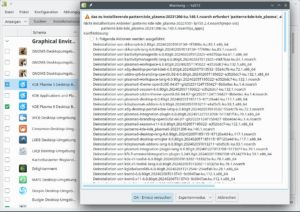 Abbildung 2: Viele KDE-5- und KDE-6-Komponenten stehen in Konflikt zueinander und lassen sich nicht gleichzeitig installieren.