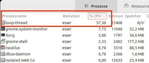 Abbildung 4: Hinter einem Prozess mit &uuml;ber 50&nbsp;Prozent CPU-Last verbirgt sich unter Umst&auml;nden ein abgest&uuml;rztes Programm.