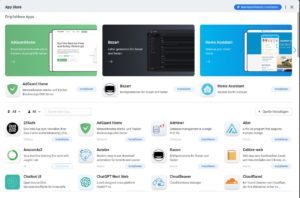 Abbildung 5: Der App Store von CasaOS bietet standardm&auml;&szlig;ig 88&nbsp;Apps an, weitere lassen sich durch Hinzuf&uuml;gen externer Repositories einbinden.