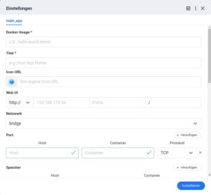 Abbildung 6: CasaOS bietet benutzerdefinierte Optionen zum Ausrollen von Apps an. Das verlangt allerdings etwas Hintergrundwissen &uuml;ber Docker.