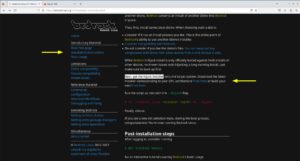Abbildung 1: Der Link zum Herunterladen des Installationsskripts (erstes <span class="ui-element">from here</span>) versteckt sich im Text der Webseite.