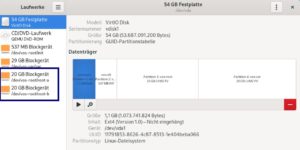 Abbildung 1: Die minimale Anforderung von 50&nbsp;GByte f&uuml;r die Installation begr&uuml;ndet sich im Vorhandensein von zwei Root-Dateisystemen, die je rund 20&nbsp;GByte Platz erhalten.