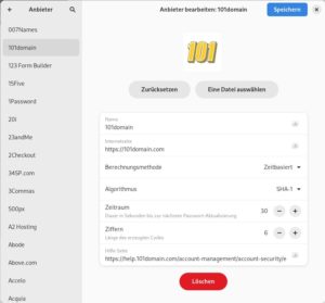 Abbildung 2: Authenticator bringt bereits eine umfangreiche Anbieterliste mit.