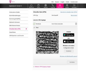 Abbildung 2: Das Setup von Wireguard im Telekom-Router Speedport Smart&nbsp;4.