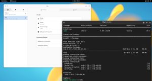 Abbildung 4: Nach dem Erstellen von Distributions-Containern (hier f&uuml;r OpenSuse und Fedora) lassen sich darin mit Apx Anwendungen installieren, wie im Bild das Paket <span class="ui-element">ncdu</span> aus den Fedora-Archiven.