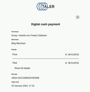 Abbildung 6: Mit GNU Taler l&auml;sst sich in gewohnter Weise online einkaufen.