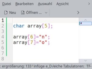 Abbildung 6: In C und C++ überschreibt ein Zugriff auf nicht reservierte Array-Zellen ohne Fehlermeldung Speicher. Das lässt sich missbrauchen, um fehlerhaften Programmen eigenen Code unterzuschieben.