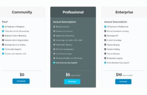 Abbildung 8: Das Bezahlmodell von Kasm erlaubt die kostenfreie Nutzung der Anwendung, wenn Sie keinen Support ben&ouml;tigen. Dar&uuml;ber hinaus gibt es gestaffelte Preise f&uuml;r unterschiedliche Support-Angebote.