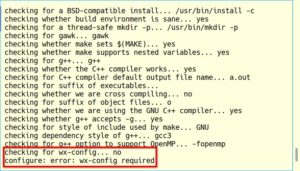 Abbildung 12: Bei der ersten fehlenden Abhängigkeit stoppt das Skript <code>configure</code> mit einer Fehlermeldung.