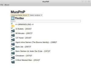 Abbildung 13: MusPnP ist ein sehr einfaches Programm zum Abspielen von Inhalten von Mediaservern.