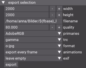 Abbildung 3: Neue Features beim Exportieren von JPEG-Dateien sind das Speichern von Farbprofilen und das Ablegen von EXIF-Daten im exportierten Bild.
