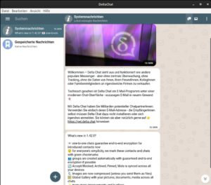Abbildung 4: Delta Chat besitzt eine moderne Oberfl&auml;che, die an ein Blog erinnert.