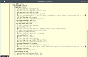 Abbildung 12: Der Befehl <code>systemctl status</code> gibt eine lange Liste aller laufenden System- und Anwenderdienste zurück.