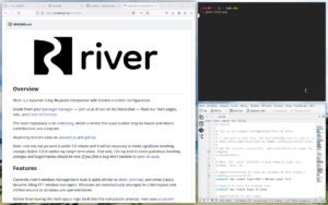 Abbildung 1: In der Standardeinstellung ordnet River die Fenster nach dem sogenannten Master-and-Stack-Layout an.