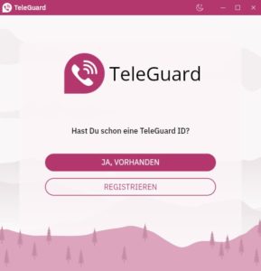 Abbildung 1: Teleguard lässt sich anonym mit einer zufällig generierten ID verwenden.