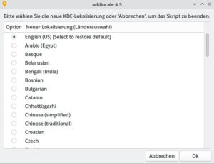 Abbildung 2: Das Ändern der Lokalisierung nehmen Sie über ein grafisches Frontend vor.