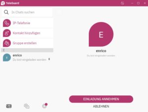 Abbildung 2: Durch den Austausch der Teleguard-IDs gelingt eine Kontaktaufnahme.