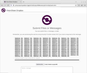 Abbildung 6: Upload statt Download: OnionShare kann über den Tor-Browser Dateien auch zum Empfang annehmen.