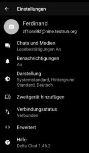 Abbildung 1: Die Android-App von Delta Chat bietet die gleichen Einstellungen wie die Desktop-Version.