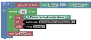 Abbildung 1: Automatisierungen lassen sich in OpenHAB auch &uuml;ber den Editor Blockly einrichten, mit dem schon Sch&uuml;ler das Programmieren &uuml;ben.