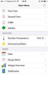 Abbildung 3: Die grafische Oberfl&auml;che von OpenHAB auf einem iOS-Ger&auml;t.