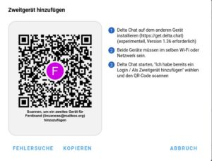 Abbildung 5: Zum Verwenden eines Zweitgeräts genügt es, damit den generierten QR-Code abzufotografieren. Das Device muss sich aber im selben Netzwerk befinden.