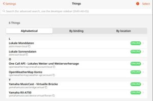 Abbildung 7: Die Things-Liste nach Hinzuf&uuml;gen der ersten Things.