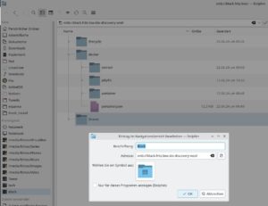 Abbildung 7: Im Dateimanager Dolphin reicht meist die Eingabe von <code>smb://</code>, um freigegebene Shares zu erkennen. Der dahinterstehende Dienst hei&szlig;t bei KDE <span class="ui-element">kio-discovery-wsd</span>.
