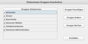 Abbildung 2: Mit verschiedenen Gruppen bringen Sie Ordnung in Einnahmen und Ausgaben.