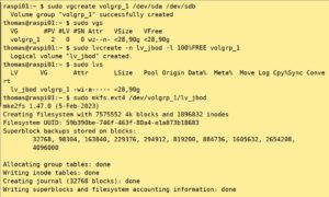 Abbildung 2: Aufbau eines Logical Volumes und Erzeugen eines Dateisystems.
