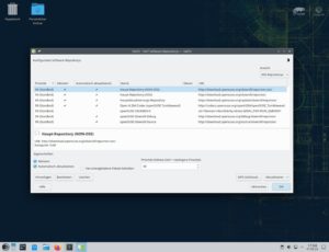 Abbildung 8: Ein per Slowroll-DVD installiertes System unterscheidet sich nur durch die eingebundenen Slowroll-Repos und den Desktop-Hintergrund von Tumbleweed.