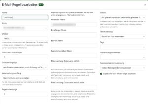 Abbildung 9: In einem zweiten Schritt legen Sie die Regeln fest, nach denen die Software E-Mails zum Einlesen auswählt.