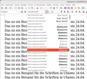 Abbildung 1: Ubuntu installiert zahlreiche Fonts aus der Noto-Schriftfamilie.