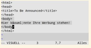 Abbildung 3: Inhalt und umschlie&szlig;ende Tags w&auml;hlen Sie mithilfe von <code>vat</code> aus.