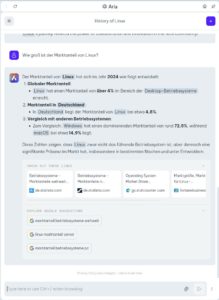 Abbildung 5: Mithilfe der Aria-KI integrieren Sie einen Chatbot in Opera One, der ähnlich wie ein Messenger funktioniert.