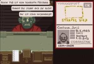 Abbildung 5: Jorji Costava ist eine der illustren Gestalten des Spiels. Dass sein Pass eine dilettantische Fälschung ist, sieht man auf den ersten Blick.