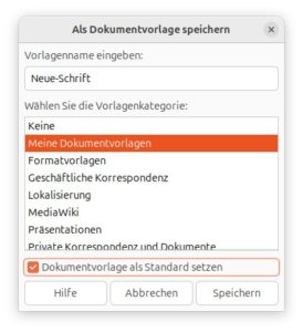 Abbildung 7: Die leere Tabelle mit aktualisierten Schriften speichern Sie als Vorlage.