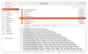 Abbildung 8: Der Font Manager zeigt Vorschautexte aller installierten Fonts.