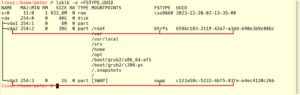 Abbildung 9: Die UUIDs in der noch unangepassten Datei <code>/etc/fstab</code> entsprechen den alten Werten aus dem ausgedruckten Listing vor der Verschl&uuml;sselung der Partitionen mit <code>cryptsetup reencrypt</code>.