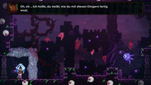 Abbildung 12: Im Spiegeltempel gerät Theo in eine Kristallfalle, aus der Madeline ihn befreien muss. Dabei müssen sie sich gegen die Attacken von Monstern wehren.