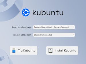 Abbildung 1: Kubuntu&nbsp;24.10 l&auml;sst sich wahlweise als Live-System betreiben oder direkt installieren.