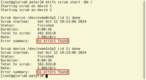 Abbildung 4: Die Root-Partition dieses Systems, eines RAID&nbsp;1 auf zwei SSDs an M.2-Schnittstellen des Motherboards, ist fehlerfrei.